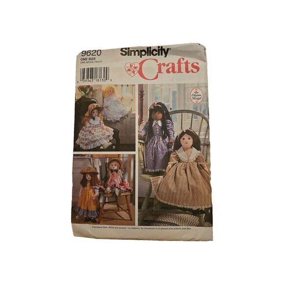 Vtg Simplicity Pattern 9620, ©1995 Vintage 25" Doll & Clothes Elaine Heigl Uncut - Picture 1 of 3